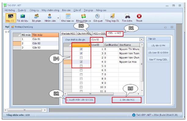 lấy dữ liệu từ CSDL đến MCC