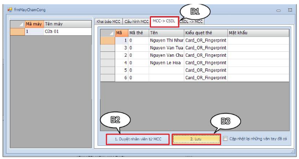 láy dữ liệu từ MCC đến CSDL